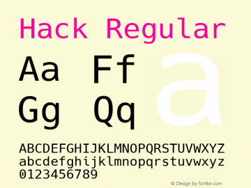 Hack Regular Version 2.009;PS 002.009;hotconv 1.0.70;makeotf.lib2.5.58329 Font Sample