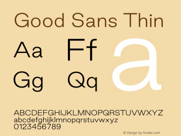 Good Sans Thin Version 1.000 Font Sample
