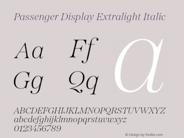 Passenger Display Extralight Italic Version 1.0图片样张