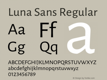 Luna Sans Regular Version 2.001; ttfautohint (v1.5)图片样张