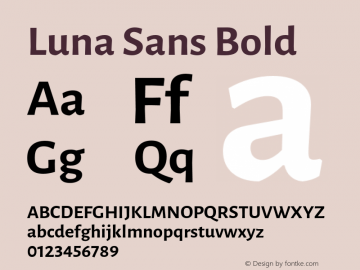 Luna Sans Bold Version 2.001; ttfautohint (v1.5) Font Sample