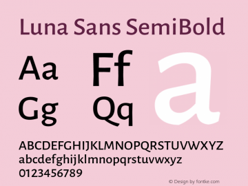 Luna Sans SemiBold Version 2.001; ttfautohint (v1.5) Font Sample