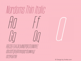 Nordams Thin Italic  Font Sample