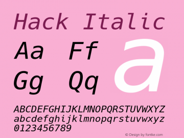 Hack Italic Version 2.015 Font Sample