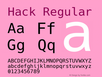 Hack Regular Version 2.015; ttfautohint (v1.3) -l 4 -r 80 -G 350 -x 0 -H 181 -D latn -f latn -w G -W -t -X 