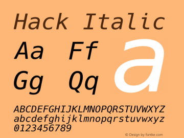 Hack Italic Version 2.015; ttfautohint (v1.3) -l 4 -r 80 -G 350 -x 0 -H 145 -D latn -f latn -w G -W -t -X 