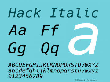 Hack Italic Version 2.015; ttfautohint (v1.3) -l 4 -r 80 -G 350 -x 0 -H 145 -D latn -f latn -w G -W -t -X 