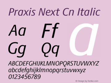 PraxisNext-CnItalic Version 1.00 Font Sample