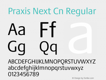 PraxisNext-CnRegular Version 1.00 Font Sample