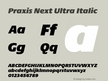 PraxisNext-UltraItalic Version 1.00图片样张