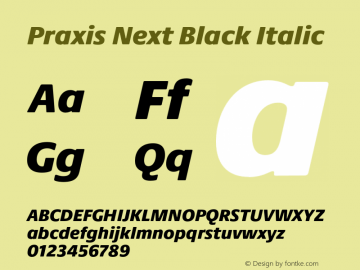 PraxisNext-BlackItalic Version 1.00图片样张