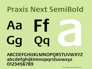 PraxisNext-SemiBold Version 1.00 Font Sample