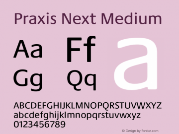PraxisNext-Medium Version 1.00 Font Sample