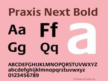 PraxisNext-Bold Version 1.00 Font Sample