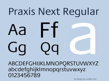 PraxisNext-Regular Version 1.00 Font Sample