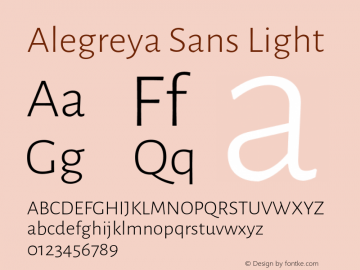 Alegreya Sans Light Version 2.001;PS 002.001;hotconv 1.0.88;makeotf.lib2.5.64775 Font Sample