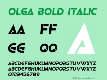 Olga Bold Italic Version 1.000 Font Sample