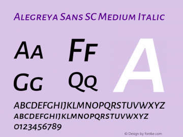 Alegreya Sans SC Medium Italic Version 2.001; ttfautohint (v1.5)图片样张