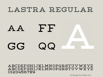 Lastra Version 1.000;PS 001.000;hotconv 1.0.70;makeotf.lib2.5.58329 DEVELOPMENT; ttfautohint (v1.5.65-e2d9) Font Sample