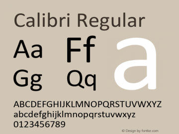 Calibri Version 5.74 Font Sample