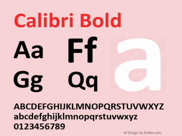 Calibri Bold Version 5.74 Font Sample
