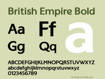 British Empire Bold Version 1.00 2017 Font Sample