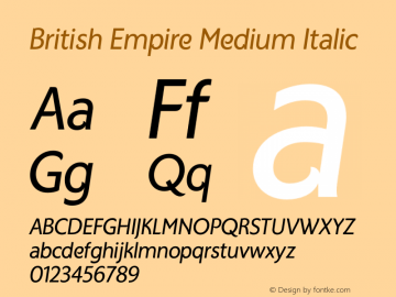 British Empire Medium Italic Version 1.00 2017 Font Sample