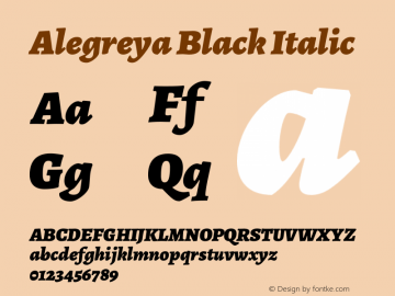 AlegreyaBlack-Italic Version 1.003图片样张