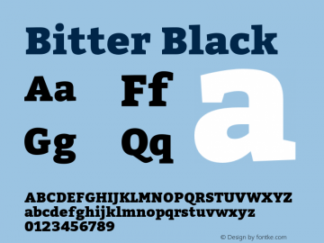 Bitter Black Version 1.300;PS 001.300;hotconv 1.0.70;makeotf.lib2.5.58329 DEVELOPMENT Font Sample