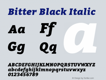 Bitter Black Italic Version 1.000 Font Sample