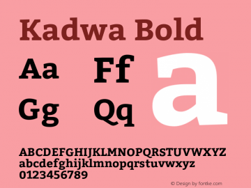 Kadwa Bold Version 1.001;PS 001.001;hotconv 1.0.70;makeotf.lib2.5.58329图片样张