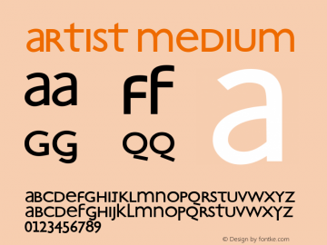 Artist Medium Macromedia Fontographer 4.1.5 01.06.2001 Font Sample