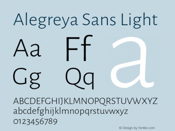 Alegreya Sans Light Version 2.000;PS 002.000;hotconv 1.0.88;makeotf.lib2.5.64775图片样张