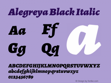 Alegreya Black Italic Version 2.000; ttfautohint (v1.5)图片样张