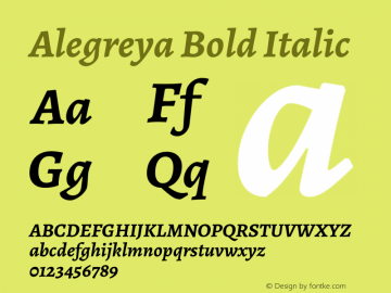 Alegreya Bold Italic Version 2.000; ttfautohint (v1.5)图片样张