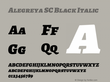 Alegreya SC Black Italic Version 2.000; ttfautohint (v1.5) Font Sample