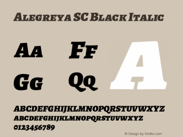 Alegreya SC Black Italic Version 2.000;PS 002.000;hotconv 1.0.88;makeotf.lib2.5.64775 Font Sample