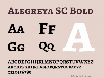 Alegreya SC Bold Version 2.000; ttfautohint (v1.5) Font Sample