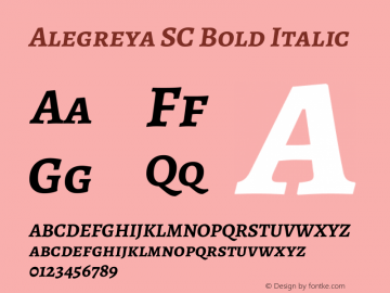 Alegreya SC Bold Italic Version 2.000; ttfautohint (v1.5) Font Sample