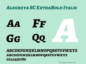 Alegreya SC ExtraBold Italic Version 2.000;PS 002.000;hotconv 1.0.88;makeotf.lib2.5.64775 Font Sample