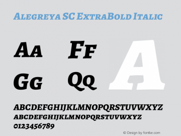 Alegreya SC ExtraBold Italic Version 2.000; ttfautohint (v1.5) Font Sample