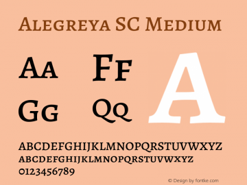 Alegreya SC Medium Version 2.000;PS 002.000;hotconv 1.0.88;makeotf.lib2.5.64775 Font Sample