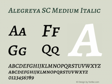 Alegreya SC Medium Italic Version 2.000;PS 002.000;hotconv 1.0.88;makeotf.lib2.5.64775 Font Sample