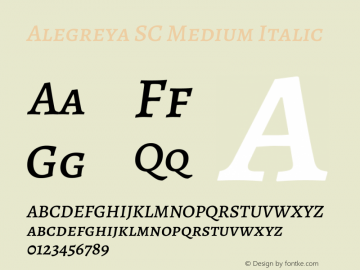 Alegreya SC Medium Italic Version 2.000; ttfautohint (v1.5) Font Sample