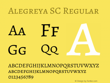 Alegreya SC Regular Version 2.000; ttfautohint (v1.5) Font Sample