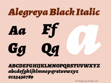 Alegreya Black Italic Version 2.000; ttfautohint (v1.5)图片样张