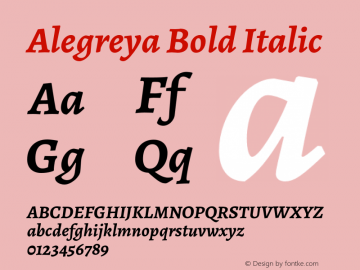 Alegreya Bold Italic Version 2.000;PS 002.000;hotconv 1.0.88;makeotf.lib2.5.64775图片样张
