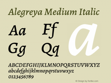 Alegreya Medium Italic Version 2.000; ttfautohint (v1.5)图片样张