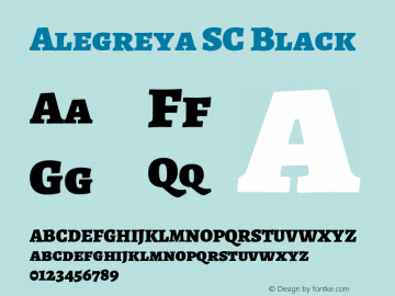 Alegreya SC Black Version 2.000;PS 002.000;hotconv 1.0.88;makeotf.lib2.5.64775 Font Sample
