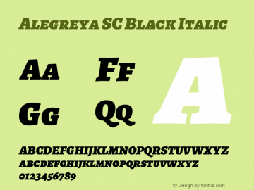 Alegreya SC Black Italic Version 2.000; ttfautohint (v1.5) Font Sample